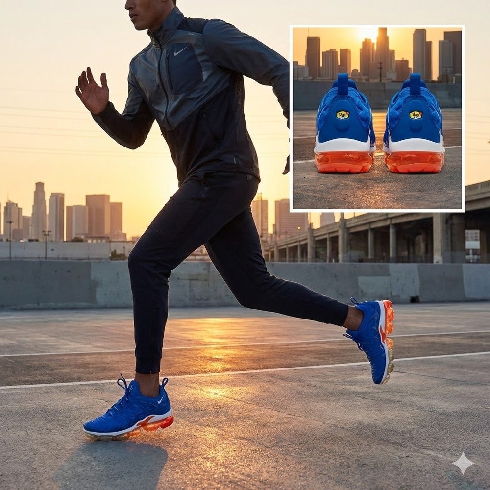 Nike Air VaporMax Plus Game Royal Blue‎ Orange 924453-403 Men's Size 8.5